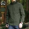 Men's Outdoor Jacket Windproof Waterproof Hooded Camping Climbing Outwear Solid Color Zipper Stylish Hiking Jackets