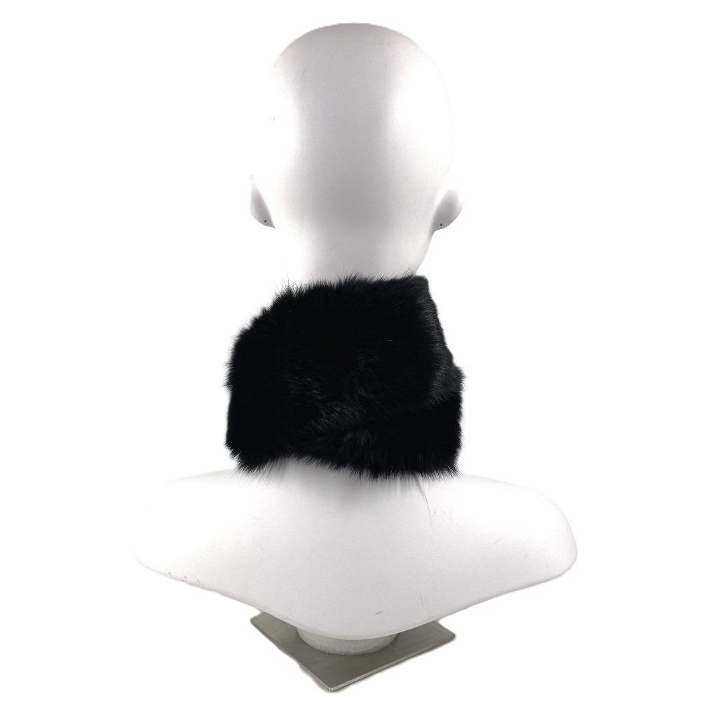 GUCCI 185746 G logo Fur tippet  Scarf fur Black