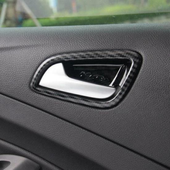 Для Ford Escape Kuga 2013- Накладки на чашки ручек дверей из углеволокна 4 шт.