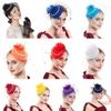 Retro Hairclip Stewardess Top Hats Pillbox Hat Bowknot Veil Hair Fascinator Hat Womens Vintage Hat