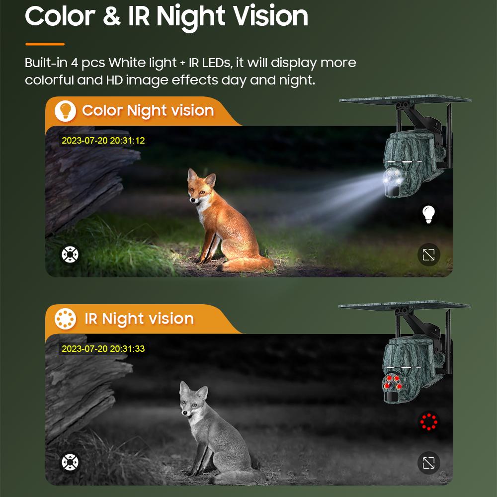 2K 4G SIM наружная солнечная камера 5MP WIFI человек/животное PIR беспроводная PTZ водонепроницаемая охранная IP камера ночного видения для наблюдения за дикой природой