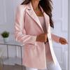 Women Suit Coat Lapel Long Sleeve Solid Color Suit Jacket with Pockets Buttons Placket Loose Fit Business Formal Outerwear