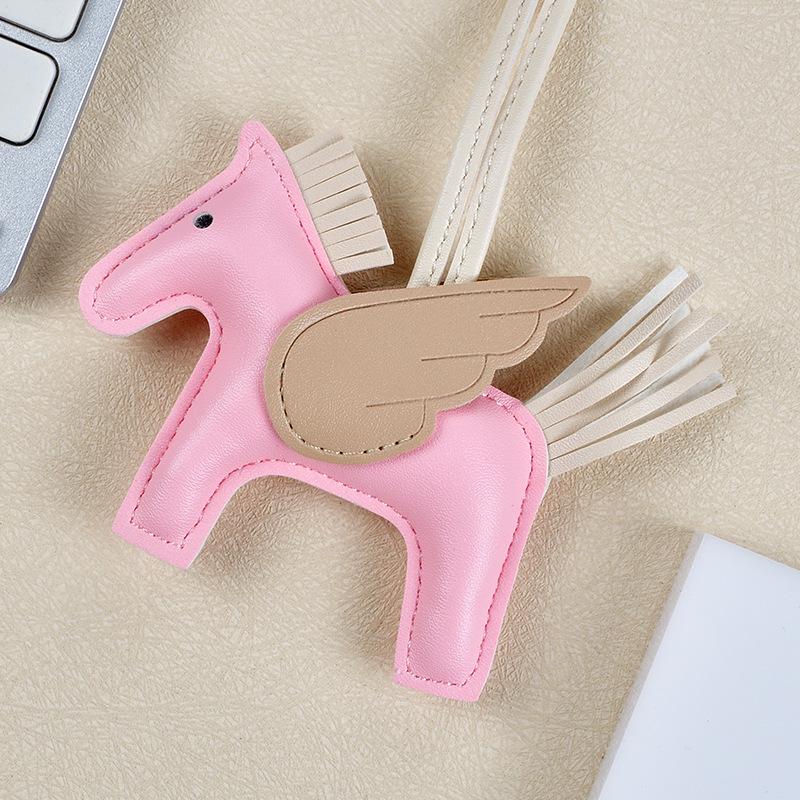 Брелок-подвеска в виде пони Пегаса с кисточкой - милый кожаный мультяшный контрастный цветной шарм