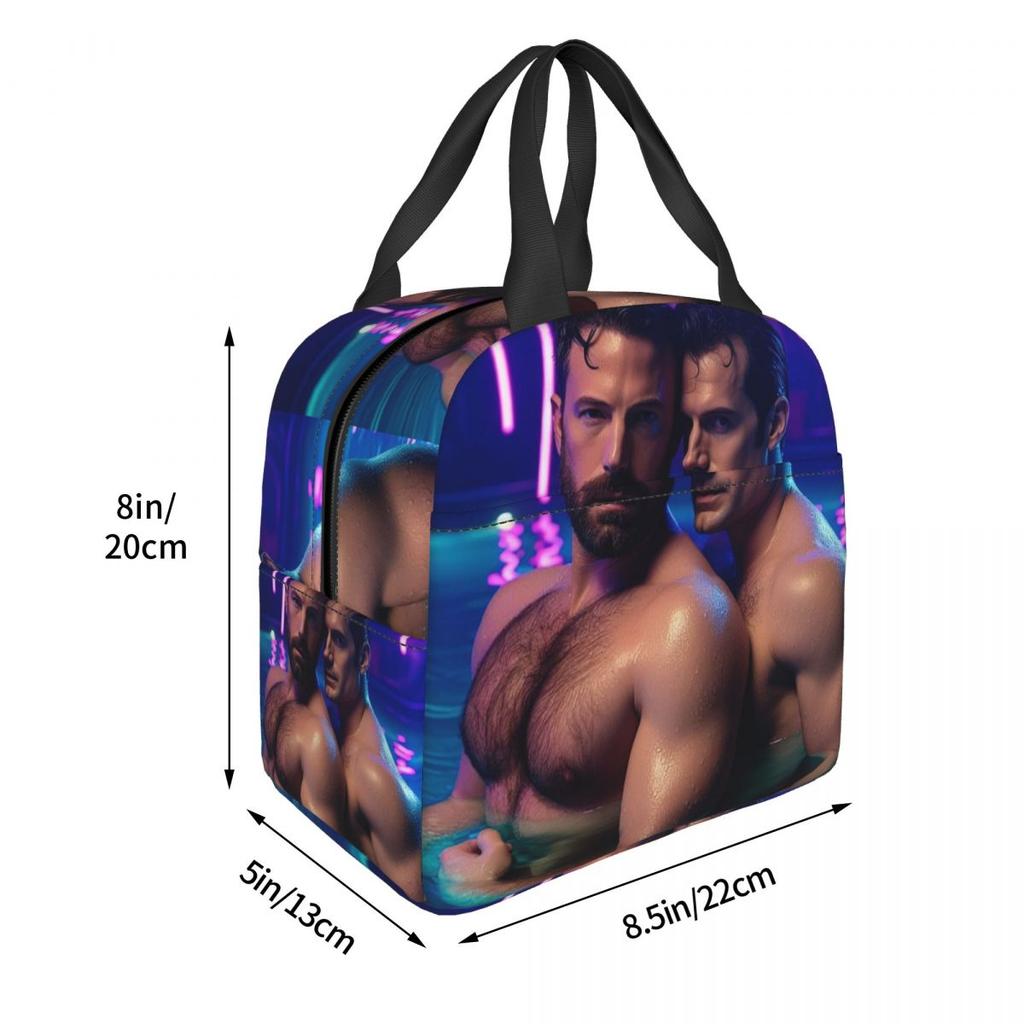 Ben Affleck And Henry Cavill Insulated Lunch Bag for Women Kids Portable Food Boxes Thermal Lunch Box Tote