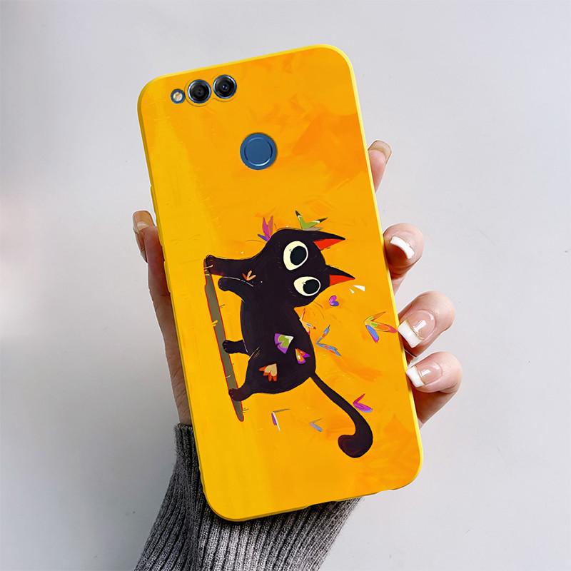 Чехол для Honor 7X Матовый чехол Honor7X 7 X Мягкий силикон Милый мультяшный чехол с кошкой Для Huawei Honor 7X BND-L21 BND-L22 BND-L24 Coque