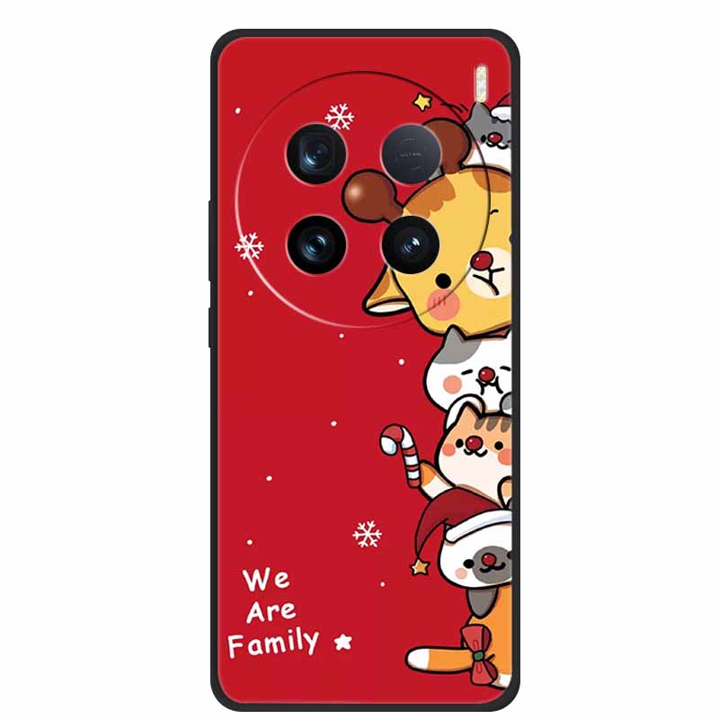 Christmas Phone Cases For Vivo X100 Ultra Pro 5G Case Black Silicone TPU Soft Cover For vivo X100 6.78" Santa Claus Bumper Funda