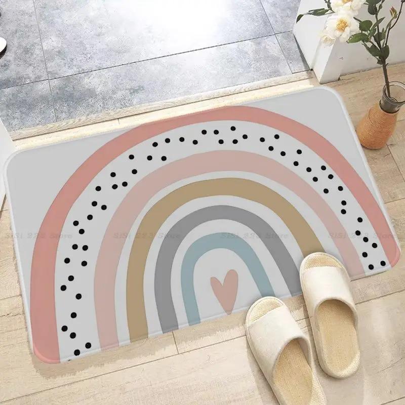 Rainbow Illustration Style Carpet Bedroom Bathroom Absorbent Entrance Mat Home Decor Laundry Room Floor Mat