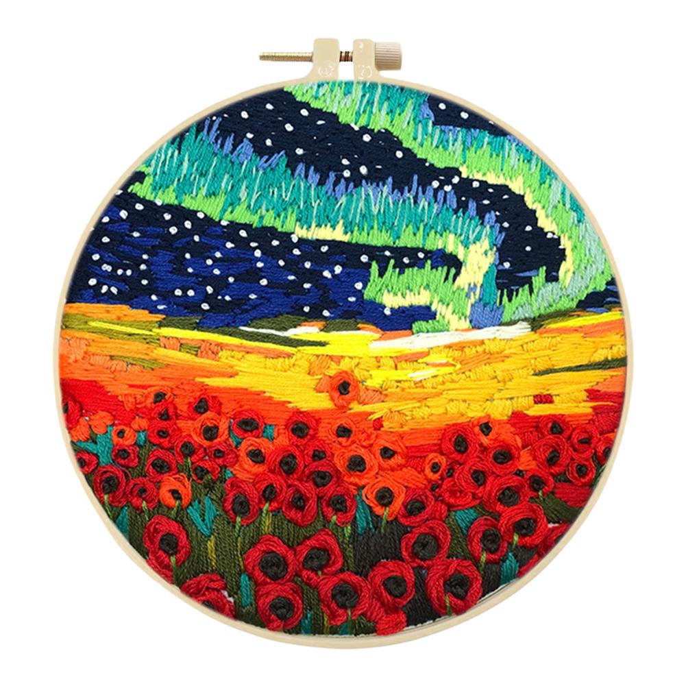 Наборы для вышивания крестом с набивным рисунком, с пяльцами, цветной нитью