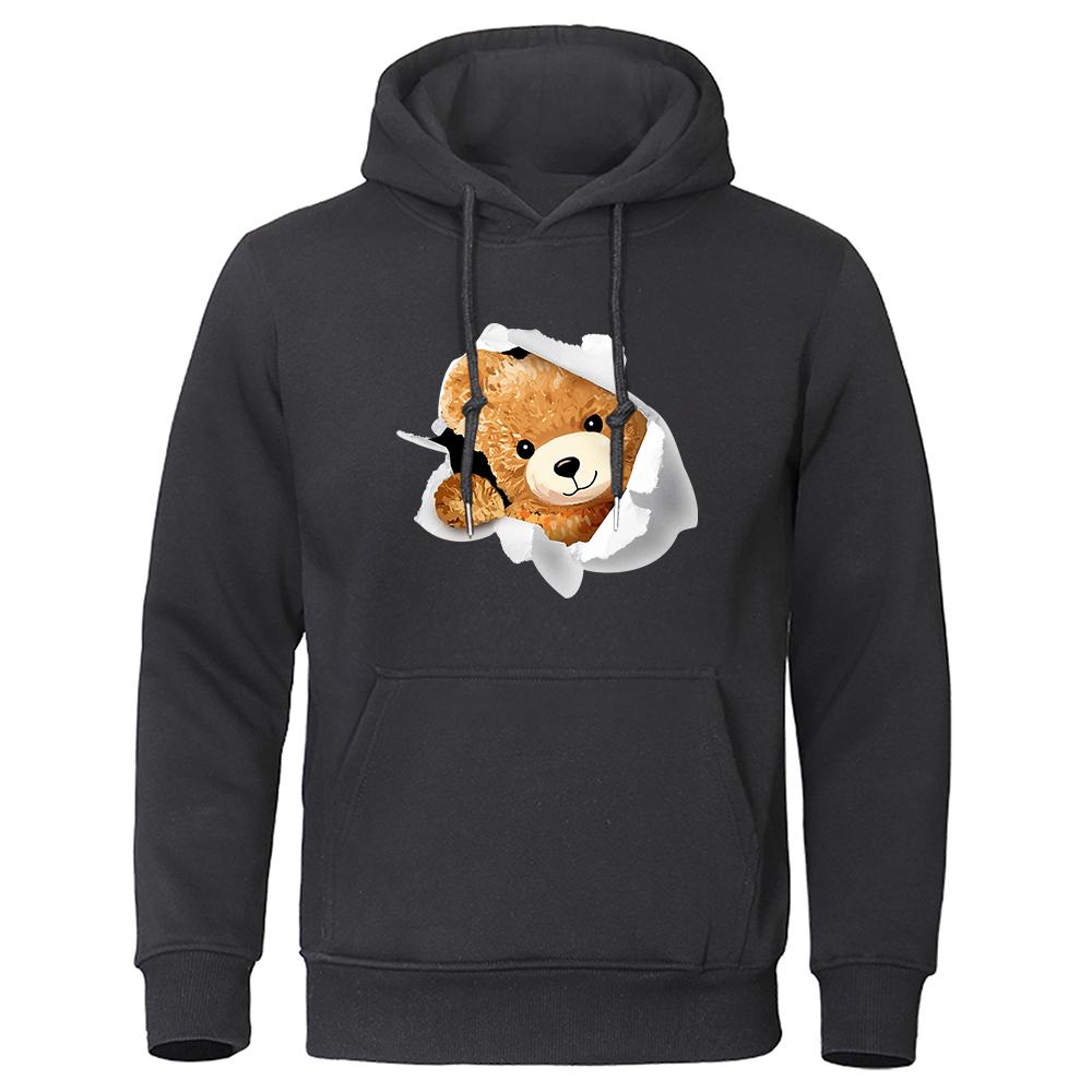 Мужская толстовка с капюшоном Ted Bear Appearing In The Crack, модная, с меховой подкладкой, винтажная, S-2XL, толстовки, высококачественная одежда