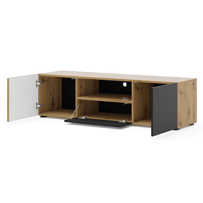Meuble TV Auris 150 cm chêne artisan / noir mat