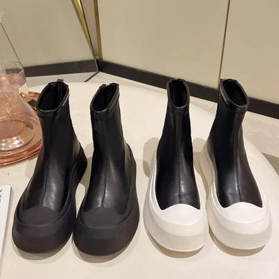 Модные осенне-зимние сапоги из искусственной кожи на платформе для женщин, дизайнерские женские туфли с мягкой подошвой, модные ботильоны для женщин