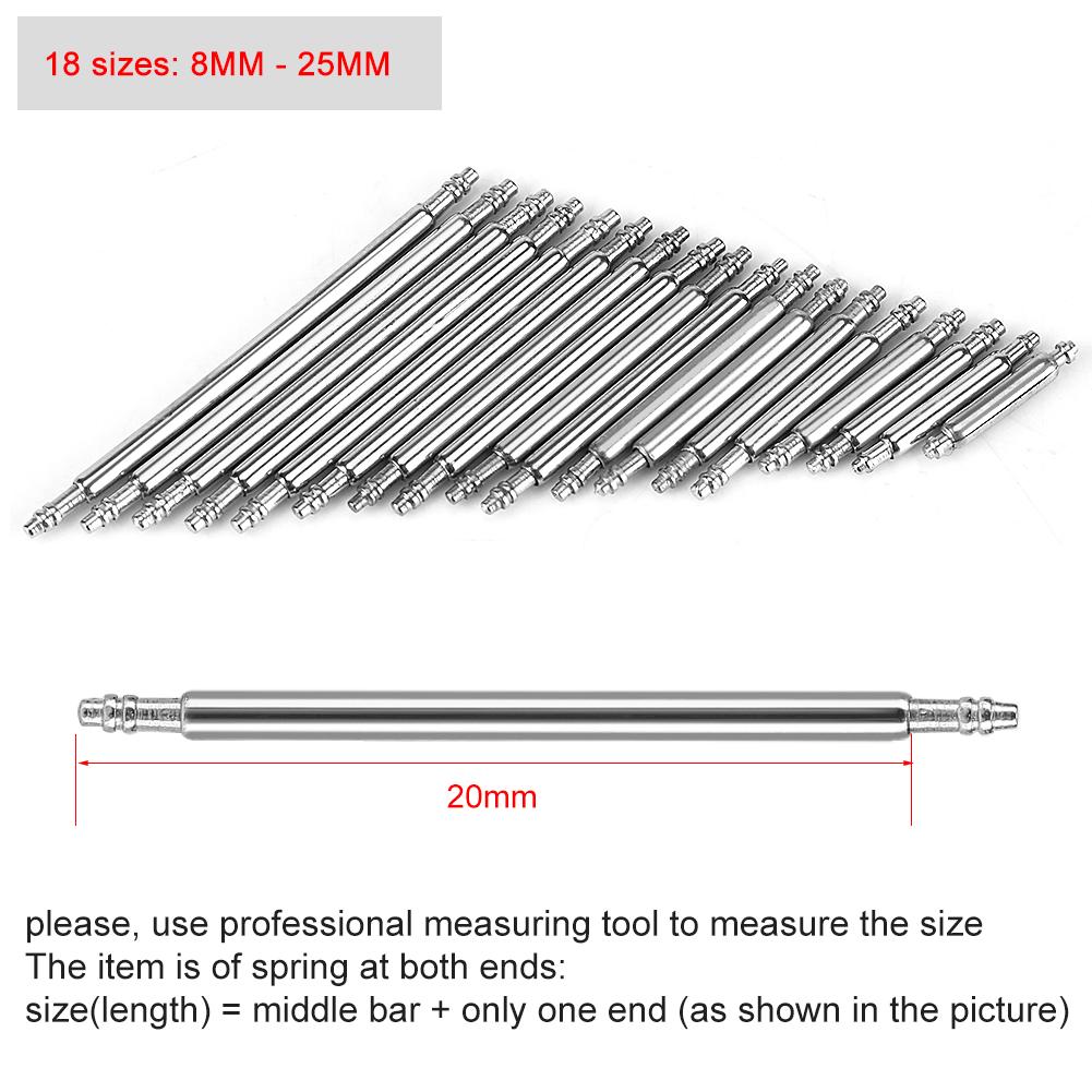 18sizes 216pcs Stainless Steel Spring Bar Watch Band Linking Pin Strap Accessory 8mm-25mm