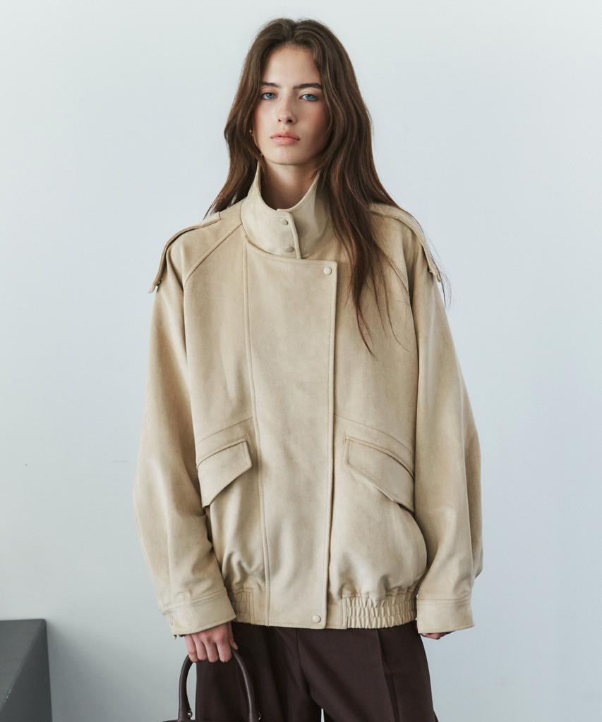 SIYAZU Siot4209 Edit Suede Jacket_Ash Beige