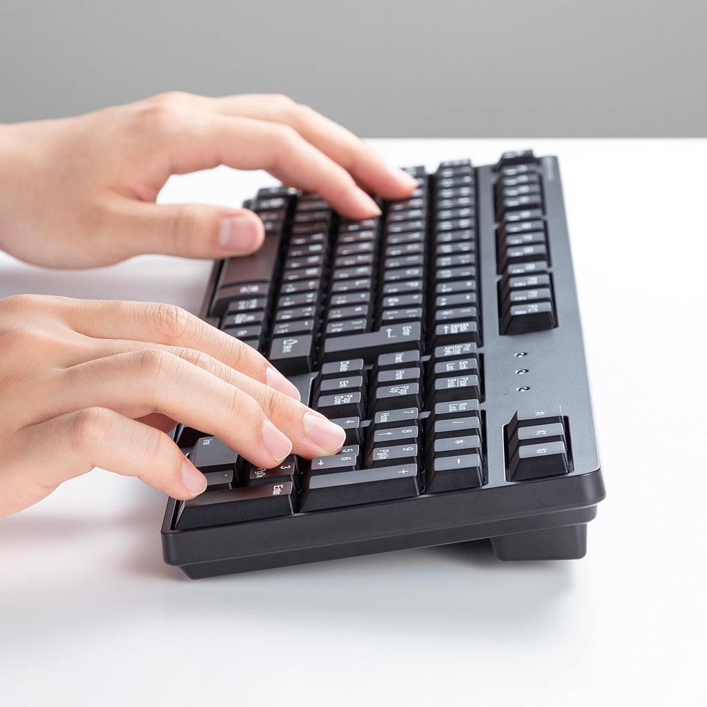 Sanwa Supply Bluetooth Keyboard, Full Size, with Numeric Keypad, 3-Device Multi-Pairing, Automatic OS Recognition, Japanese Layout, Copilot Key,