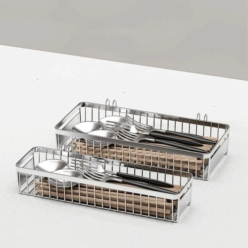 Rust Proof Hanging Cutlery Holder Stainless Steel Cutlery Drainer Rack Kitchen Use