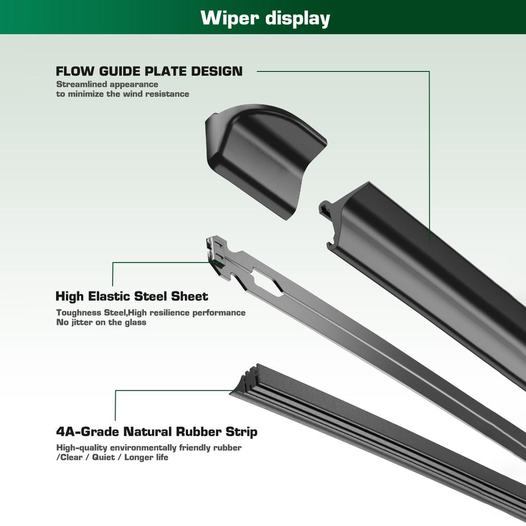 Rear Windshield Wipers Blades,Premium All-Season Wiper Blades Replacement For Toyota Avensis Estate Wagon T270 2009-2019
