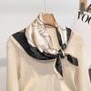 Green oil painting small square scarf silk scarf women's summer thin sunscreen spring and autumn headscarf head scarf tied bag headband belt