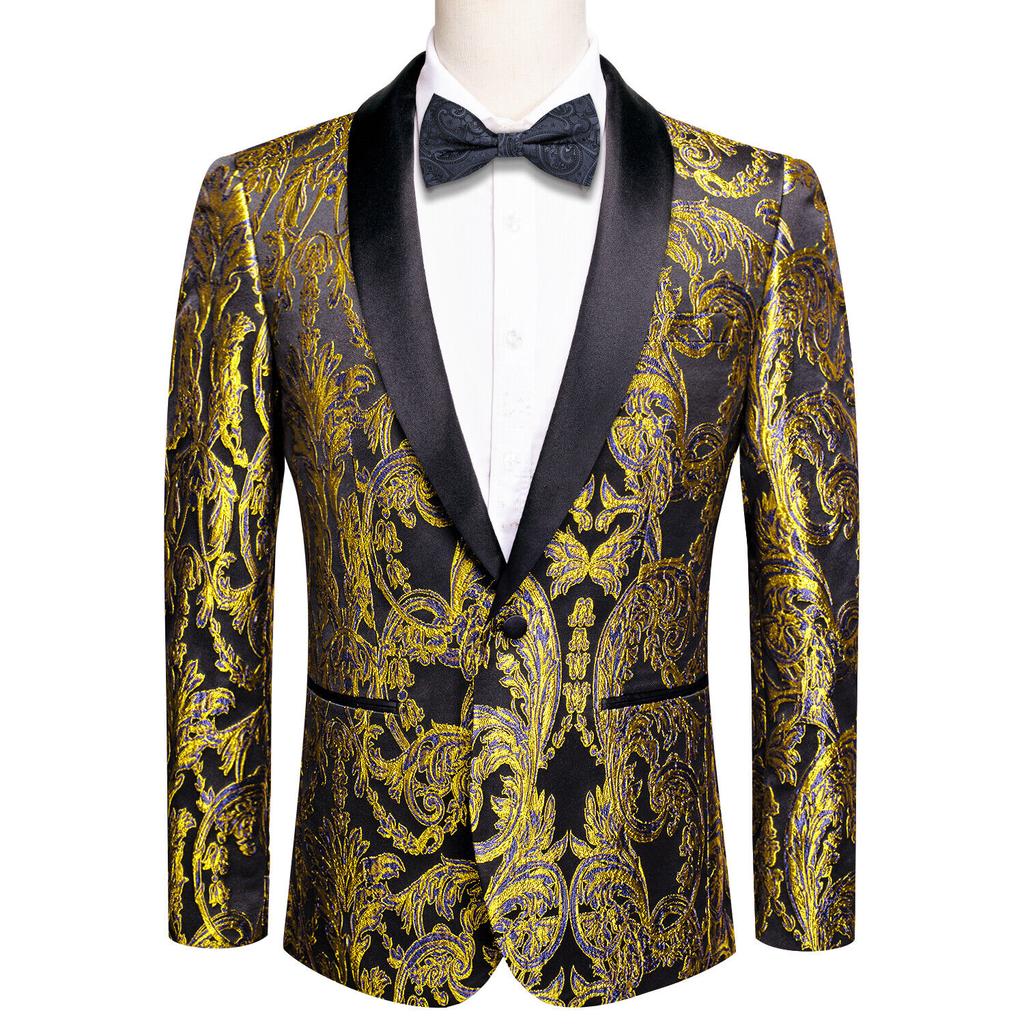 Men's Floral Dress Suit Luxury Embroidered Wedding Blazer Dinner Tuxedo Jacket
