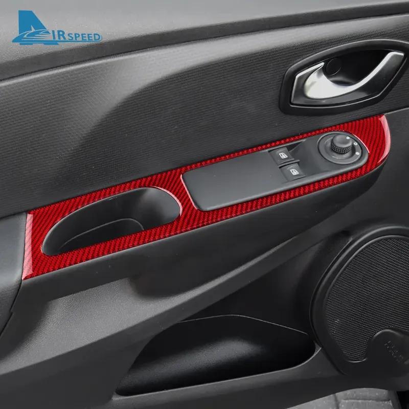 Настоящая мягкая карбоновая наклейка для Renault Clio 3 2013 2014 2015 2016 2017 2018 LHD RHD Автомобиль Кнопка переднего окна Внутренняя внешняя отделка
