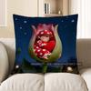 2D Sleeping Girl In Flower With Starry Night Pattern Cushion Cover Suitable For Sofa Bedroom Car Pillow Cover