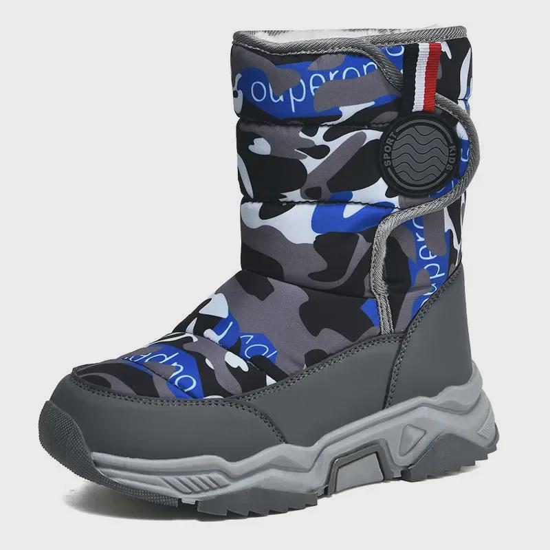 2024 Водонепроницаемые зимние ботинки для детей: Обувь для мальчиков и девочек с хлопковой подкладкой