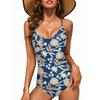 Сексуальные цветочные цельные купальники женские купальные костюмы V-образный вырез купальники женские монокини крест-накрест спинка плавание для костюмов пляжная одежда