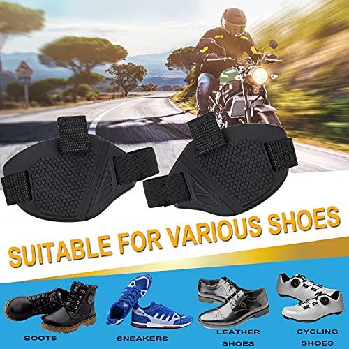 2 Pcs Motorcycle Shoe Protectors - Black Rubber Gear Shift Pads with Anti-Skid Grip for Riding Boots Daily Gear Shifter Protection Accessories