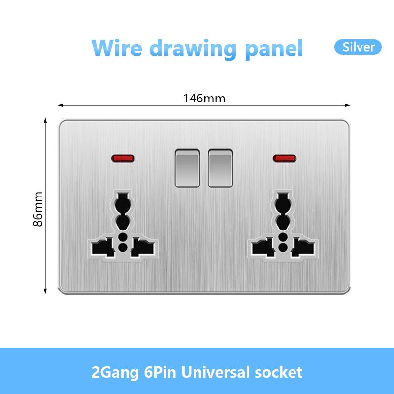 Универсальная 5-контактная розетка, стандартная британская настенная розетка USB на 13 А, 3-контактная электрическая розетка 220 В со светодиодным индикатором
