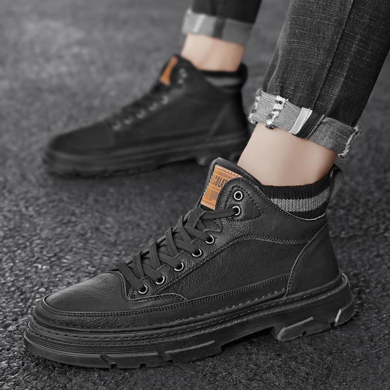 2025 New British Style Tooling Flat-bottomed Martin Boots Autumn Youth Middle Help Sports and Leisure Versatile Trendy Boots Men's Boots