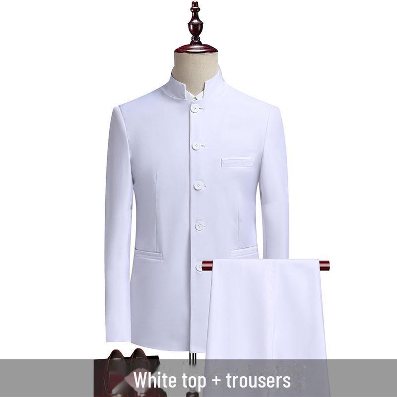 Мужской облегающий костюм Zhongshan Stand Collar в китайском стиле для выступлений