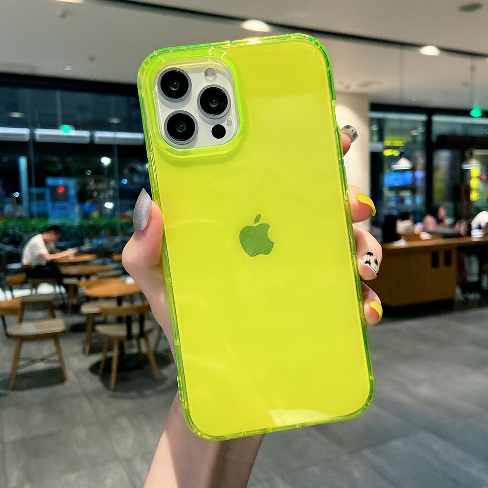 Светящийся неоновый цветной прозрачный чехол для телефона iPhone 17 16 15 14 Pro 11 12 13 Pro Max XR XS 8 Plus Мягкий ударопрочный чехол Coque