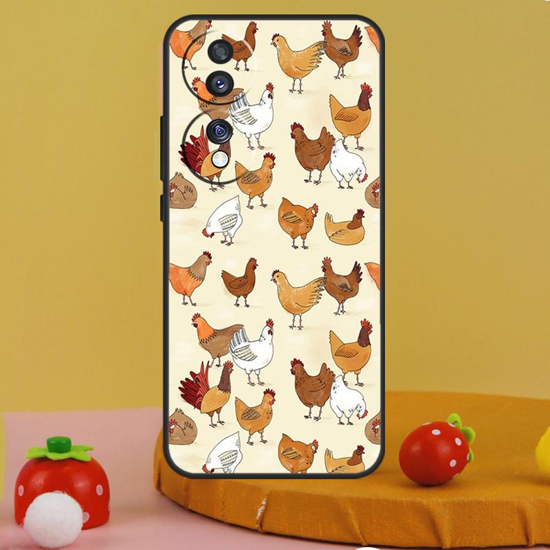Мультяшный Чехол Курица Петух Для Honor 200 Pro X9a X9c X8a X7a X6a X7 X8 X9 X8b X9b 50 70 90 Magic 5 6 Lite Чехол