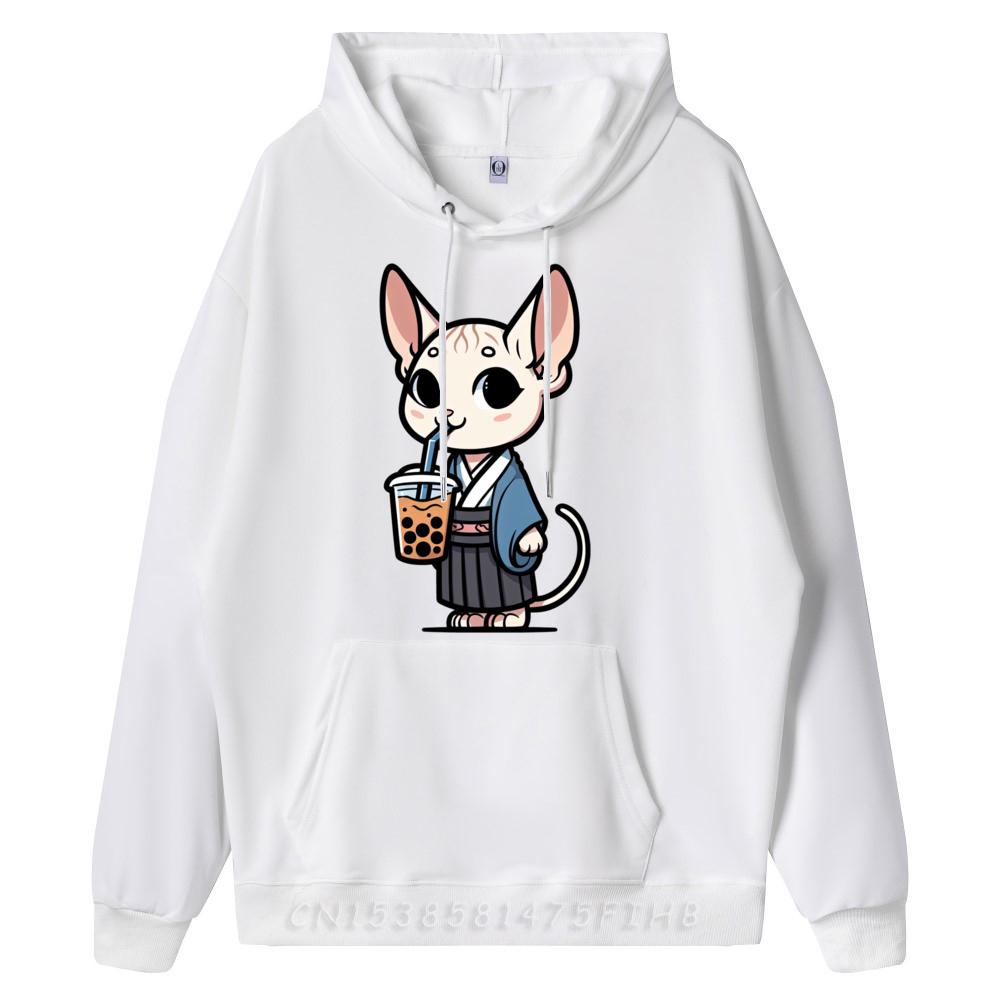 Sphynx Cat Bubble Tea Funny Pet Boba 3d Printed Pullover Hoodies Women Men's Clothing Deals Mardi Gras