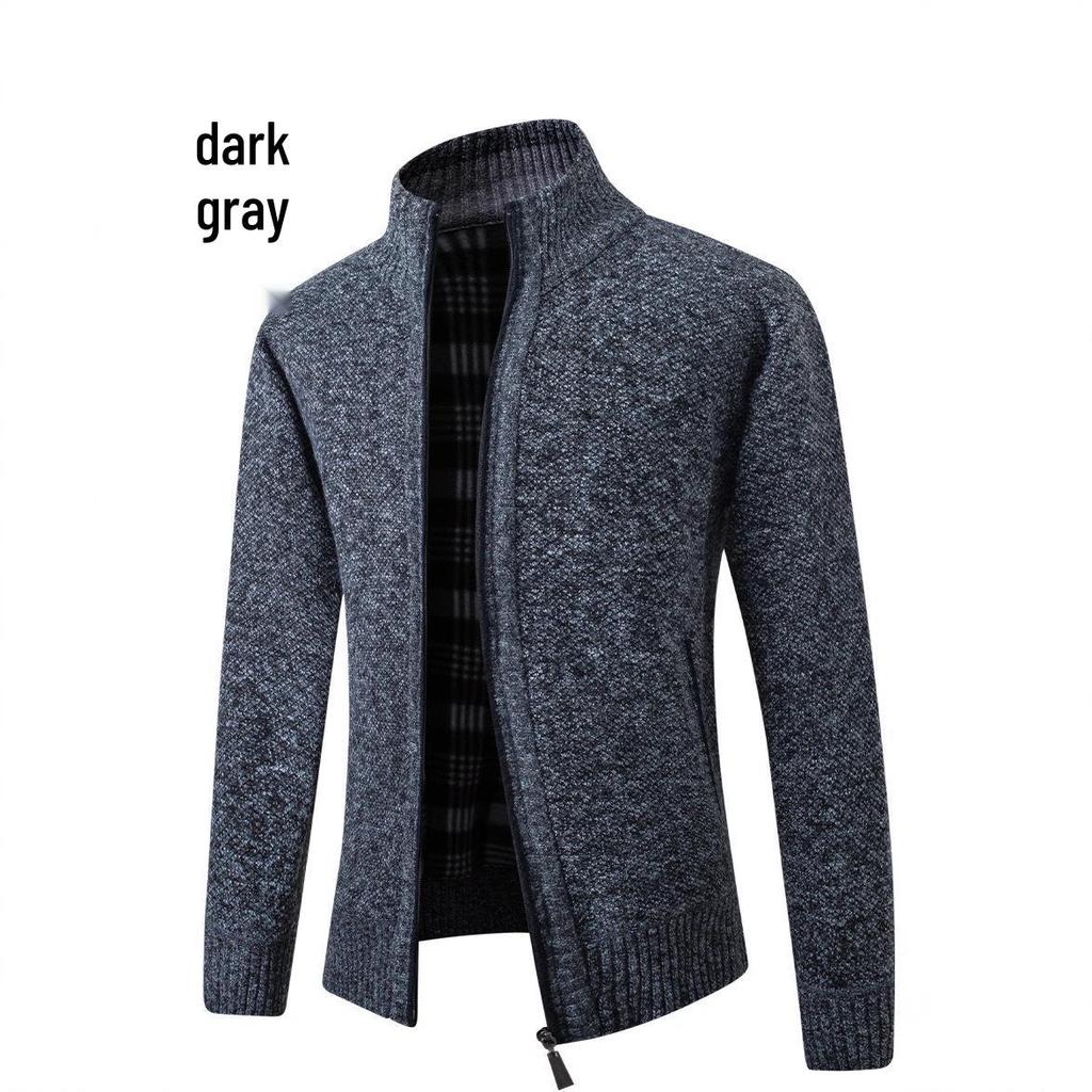 Мужской европейский кардиган с длинными рукавами из толстой вязки - повседневный спортивный стиль для улицы
