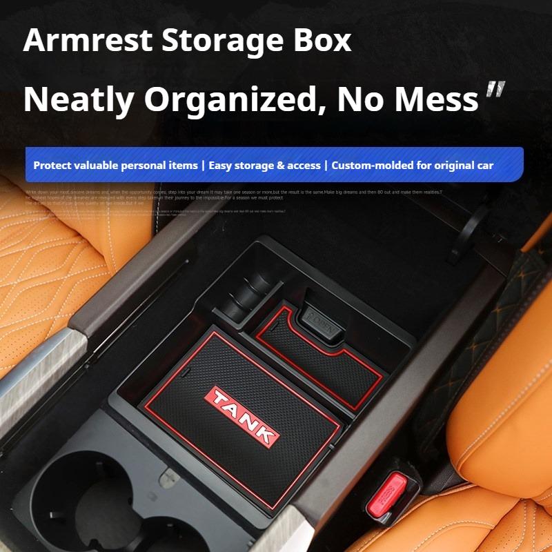 For GWM Tank 500Hi4-T Car Central Control Storage Box Plastic Armrest Box Storage Box Interior Storage Compartment Accessories