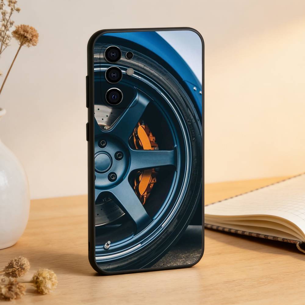 Чехол для телефона с рисунком автомобильного колеса для Samsung S25, S24, S21, S22, S23, S30, Ultra, S20, Plus, Fe, Lite, Note, 10, Черный чехол