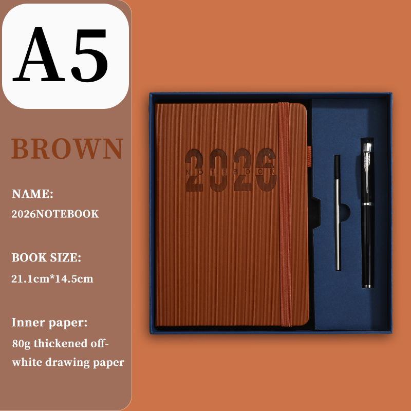 Ежедневник на английском языке на 2026 год с резинкой: Годовой календарь, Еженедельник, 365-дневный блокнот для эффективности