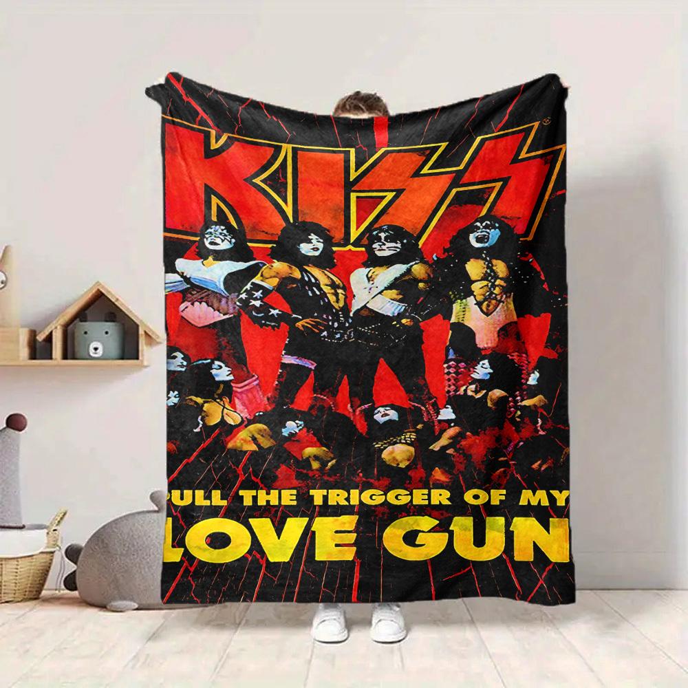 1pc Kiss Band Merchandise Blanket Lightweight Flannel Blanket Throw Blanket For Sofa, Bed, Travel, Camping, Livingroom, Office, Couch