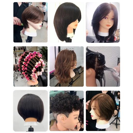 Mannequin Head with Real Hair Hairdresser Braiding Hair Styling Training Manikin Cosmetology Doll Head Brown Golden Hairdressing Makeup Practice Head