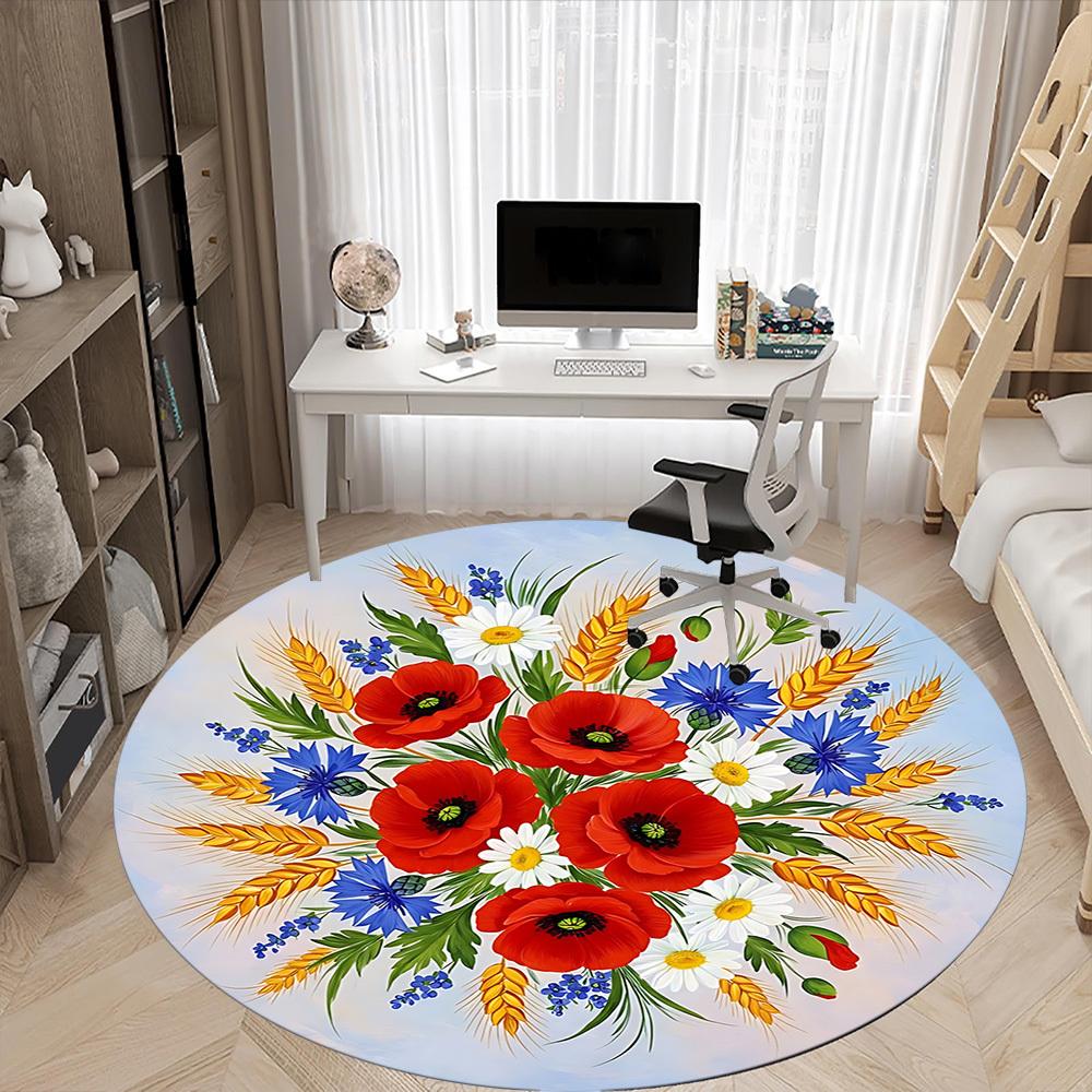 1pc Floral Bouquet Chair Carpet for Office - Durable, Ideal for Chair Mats, Stylish & Functional Decorative Rug yy260130029