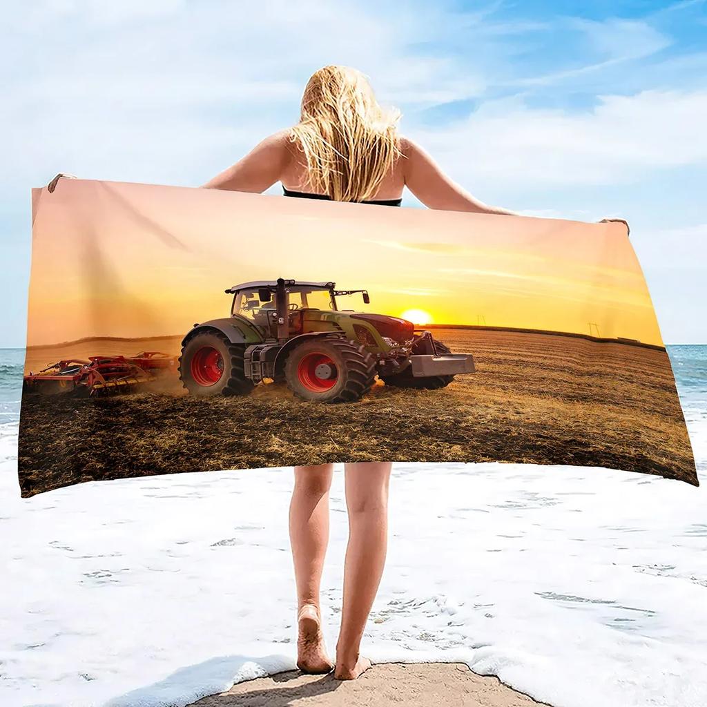 Microfiber Tractor Beach Towel, Sand Free Agricultural Vehicle Towels Oversized, Quick Dry Soft Bath for Sports
