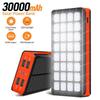 Внешний Power Bank на солнечной энергии 30000 мАч с фонарем для кемпинга, 4 USB, двойной вход.