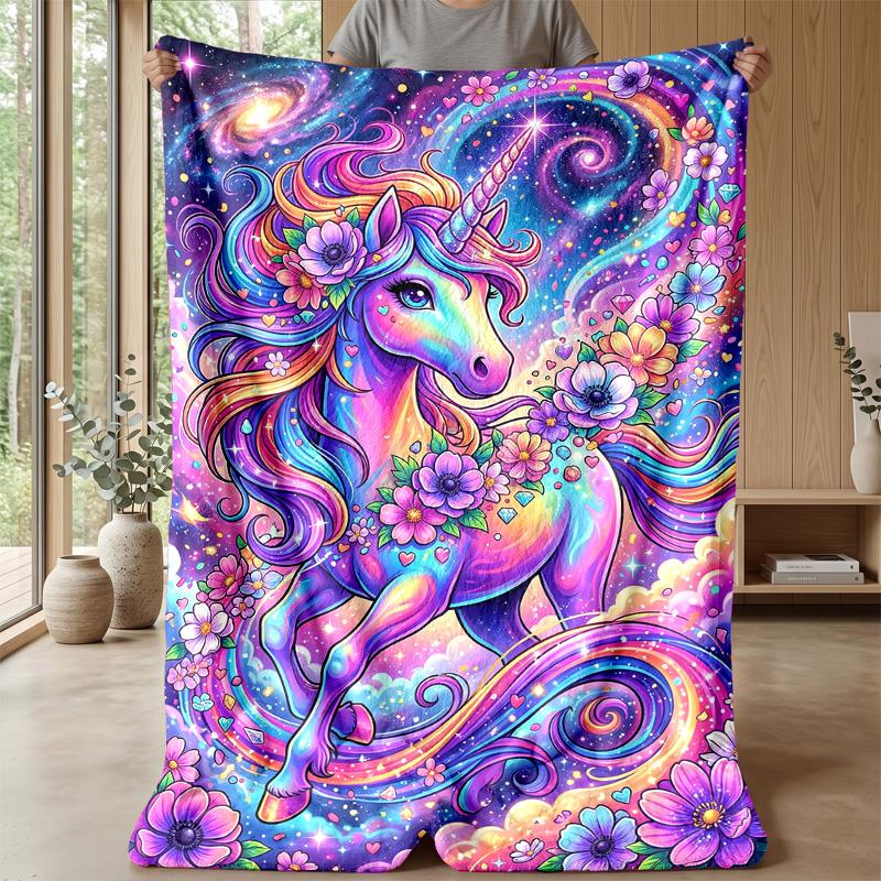 Rainbow Unicorn Fantasy Theme blanket Lightweight Warm Flannel Blanket Decorative Throw Blanket for Home Decoration