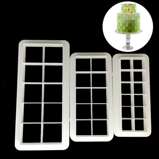3Pcs DIY Mold Decor Baking Fondant Cake Cookies Square Biscuit Cutter Mould