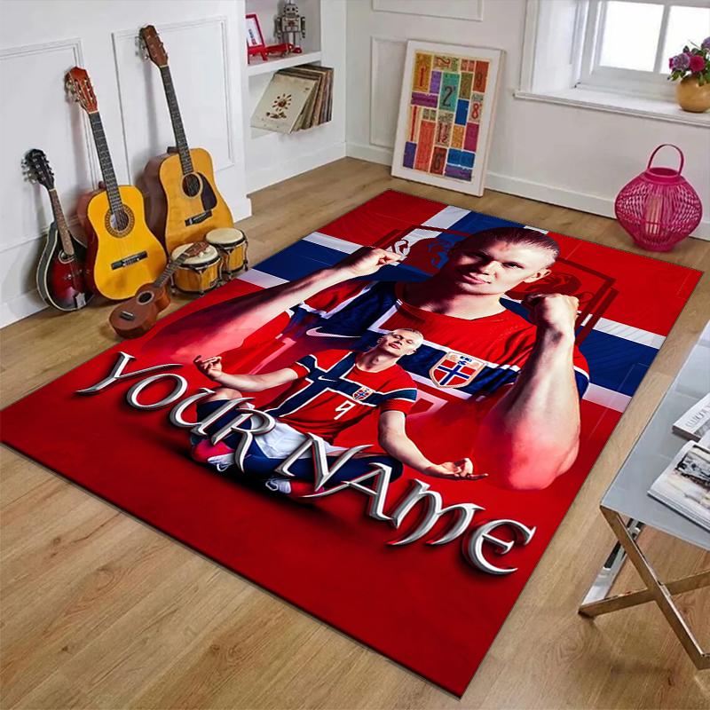 Haaland Design Area Rug Personalized Name- Non-Slip, Soft & Cozy Floor Mat for Living Room, Office - Indoor/Outdoor Carpet