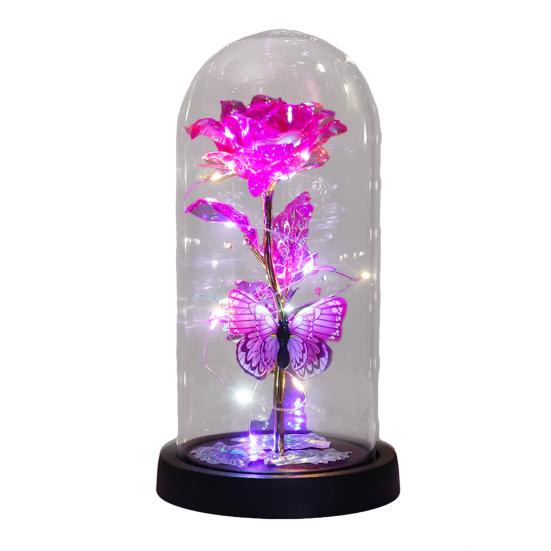 Вечная роза в куполе со светодиодной подсветкой Романтическая светящаяся искусственная роза Подарок для жены, девушки, бабушки на годовщину, день рождения, День святого Валентина, праздник