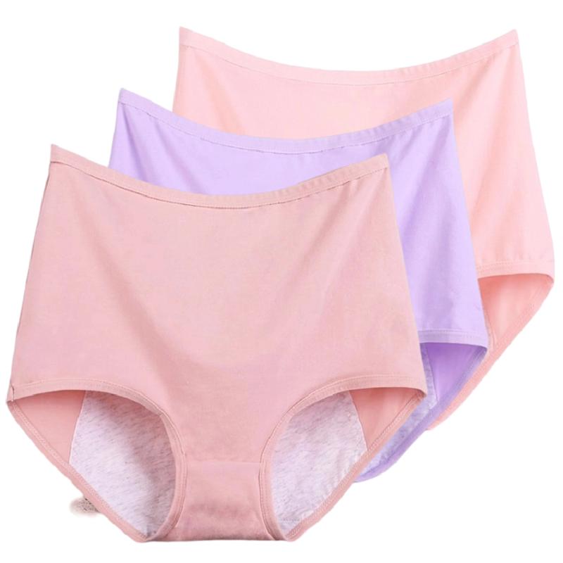 3Pieces/Lot Ladies' Panties Menstrual Leak-proof Underwear Physiological Pants Women's Briefs Plus Size XL XXL 3XL 4XL 5XL 6XL
