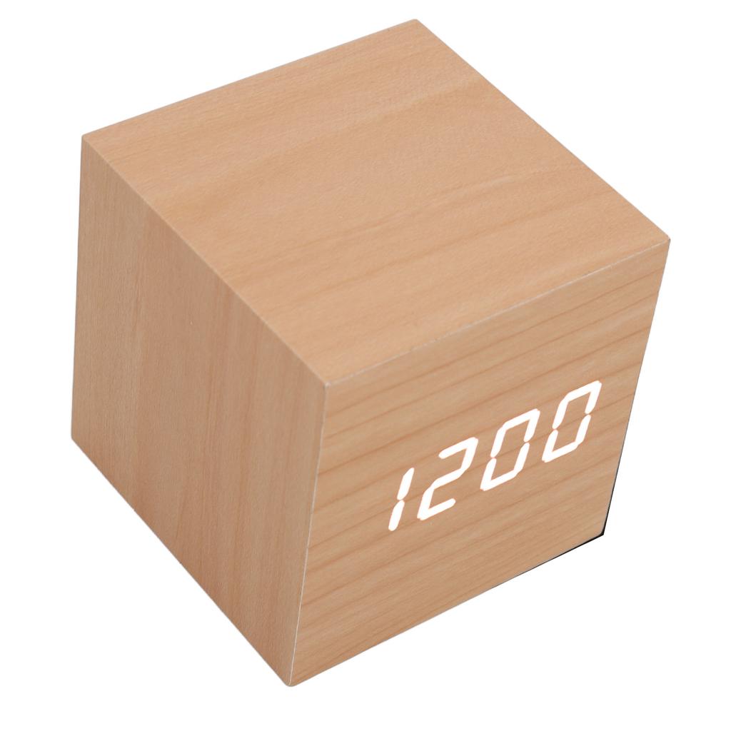 LED Wood Clock Multifunctional Large Display 3 Brightness Eye Protection Portable Smart LED Digital Clock for Office