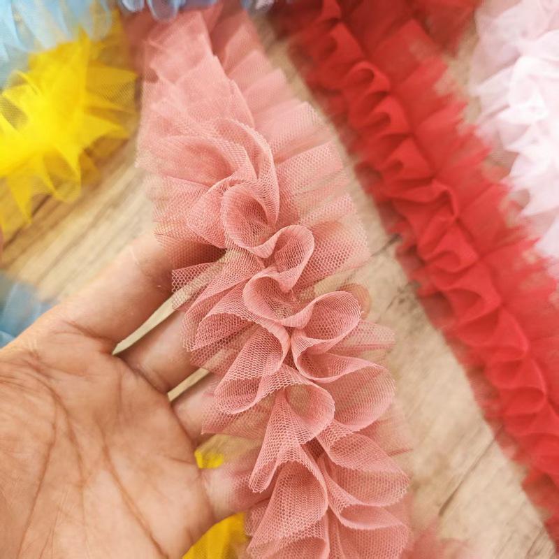 3D Плиссированное Сетчатое Кружево для DIY Женской Одежды: Платье для куклы, Шарф, Шляпа, Декорация-Зонтик – Доступны разные цвета.