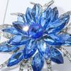 Women Brooch Flower Shape Sparkling Rhinestones Inlaid Brooch Pin Glossy Finish Badge Clothing Decoration